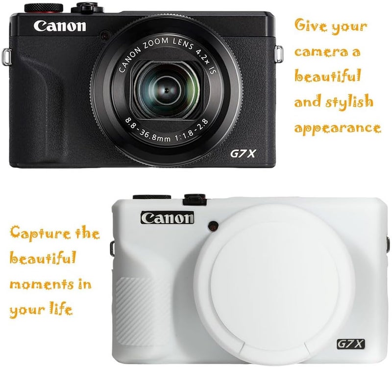 AEXUTDA Case for Canon Powershot G7X Mark III Digital Camera, G7X Mark iii Camera Silicone Case, Anti-Scratch Slim Fit Soft Skin, G7X Mark 3 Accessories with Detachable Lens Cover - White - Image 4